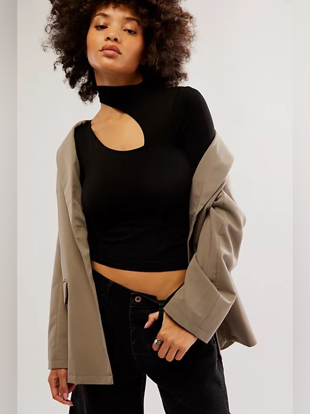 🆕 Free People Cut it Out Seamless Long-Sleeve Top -Black NWT SZ XS/S